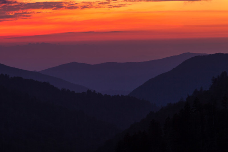 10202. Sunset over the Great Smoky Mountains, Tennessee