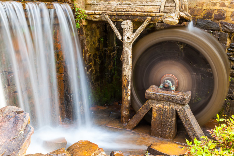 Spinning wheel and waterfall, North Little Rock, Arkansas